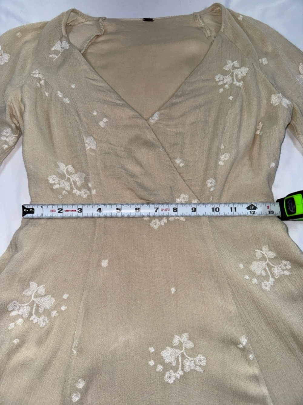 Free People Beige Floral Tunic Dress Lightweight Boho Women’s Size Medium - Picture 11 of 16